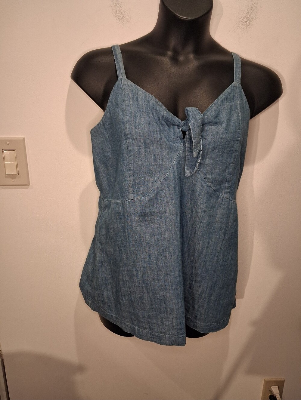Old Navy Size 1x Blue Tank Top Tie Front Top 100% Cotton